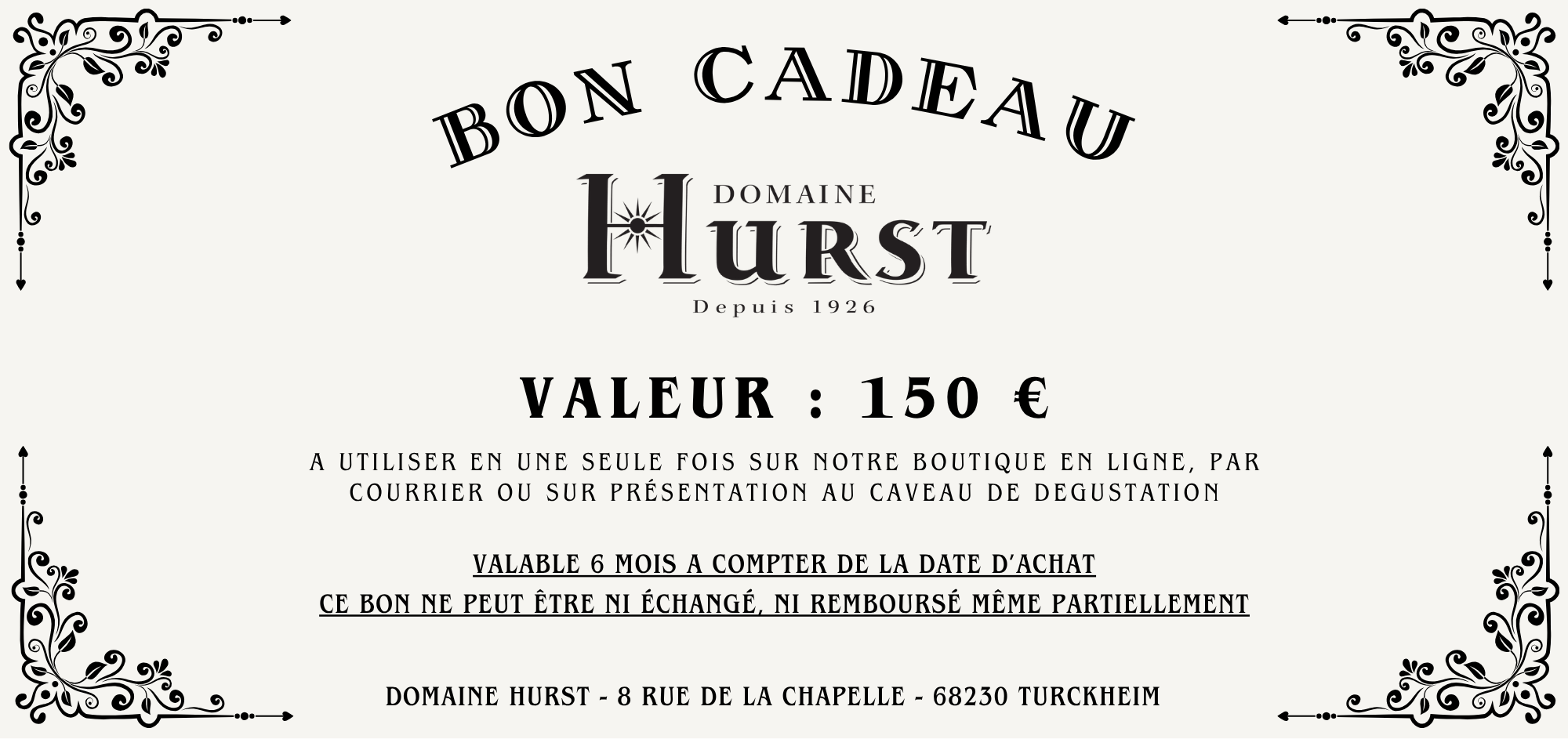 Bon cadeau - 150 €