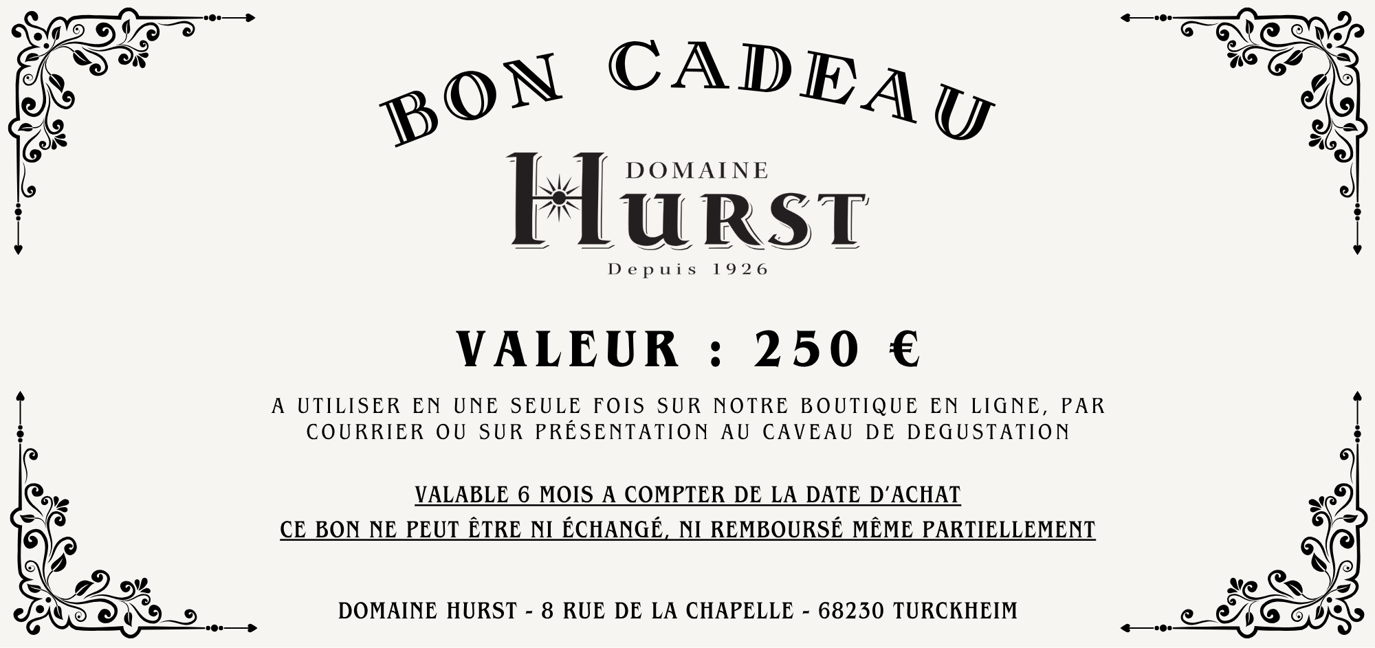 Bon cadeau - 250 €